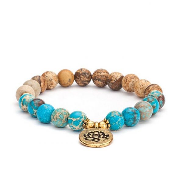 bodhi Perlenarmband "Mala Armband mit Jaspis und Türkis, Modeschmuck"