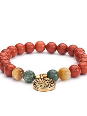 bodhi Perlenarmband "Mala Armband mit Moosachat und Tigerauge, Modeschmuck"