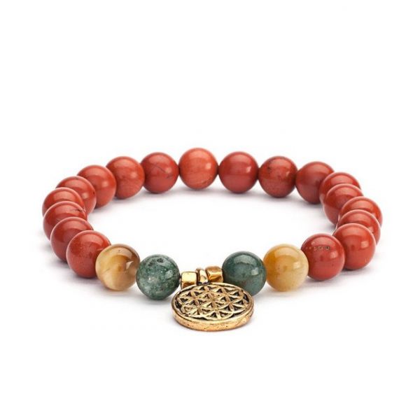 bodhi Perlenarmband "Mala Armband mit Moosachat und Tigerauge, Modeschmuck"