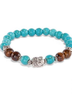 bodhi Perlenarmband "Mala Armband mit Türkis und Tigerauge, Modeschmuck"