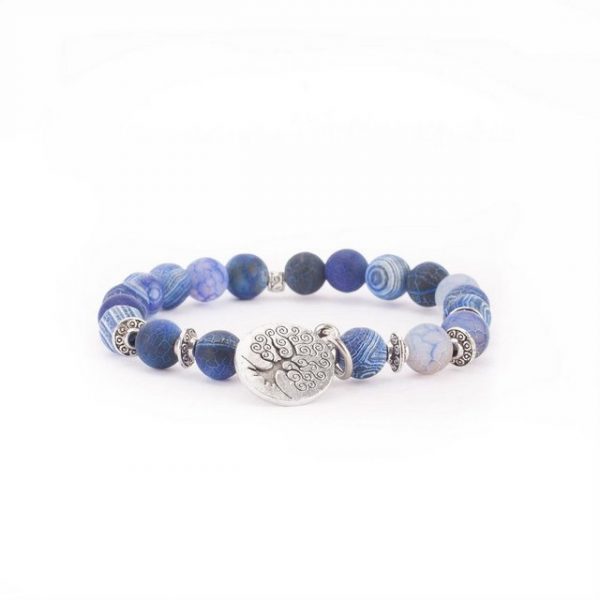 bodhi Perlenarmband "Mala Armband mit blauem Achat, Modeschmuck M"