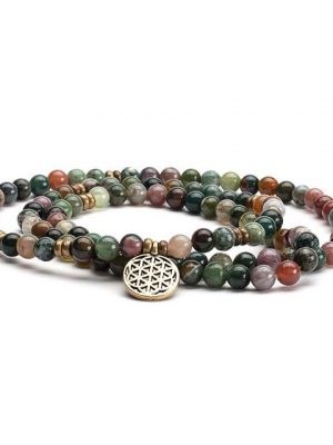 bodhi Perlenarmband "Mala Armband mit mehrfarbigem Achat, Modeschmuck"