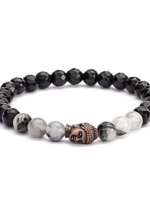 bodhi Perlenarmband "Mala Armband mit schwarzem Achat, Modeschmuck M"