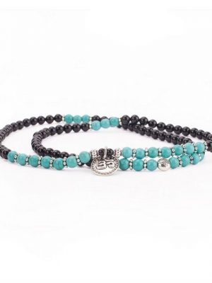 bodhi Wickelarmband "Mala Wickel-Armband mit Türkis und schwarzem Achat, Modeschmuck"