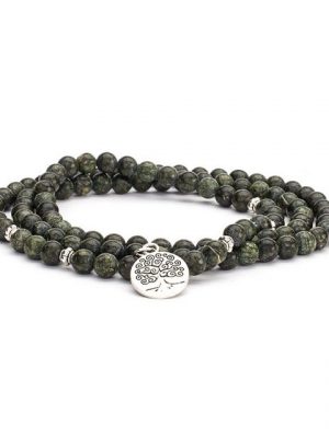 bodhi Wickelarmband "Mala Wickel-Armband mit grünem Serpentinit, Modeschmuck"