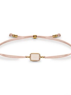 iz-el Armband "Set Perlenarmband mit Rosenquarz, 925 Silber, vergoldet", 925 Sterling Silber