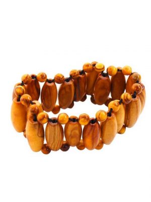 mitienda Armband "Armband aus Holz, Perlen oval"