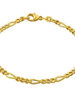 modabilé Goldarmband "Armband Figarokette diamantiert 3,4mm mit 3:1 Gliederung 585 Echtgold", Herren Armkettchen 19cm, Armkette, Made in Germany