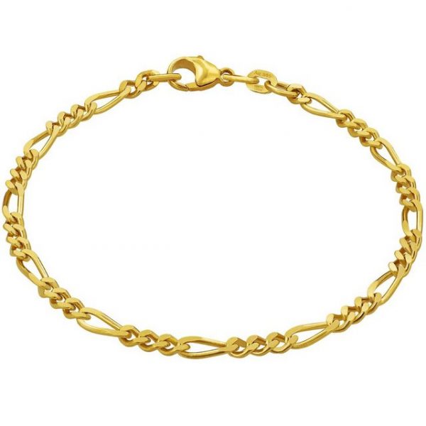 modabilé Goldarmband "Armband Figarokette diamantiert 3,4mm mit 3:1 Gliederung 585 Echtgold", Herren Armkettchen 19cm, Armkette, Made in Germany