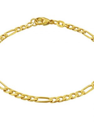 modabilé Goldarmband "Armband Figarokette diamantiert 3,4mm mit 5:1 Gliederung 585 Echtgold", Herren Armkettchen 19cm, Armkette, Made in Germany