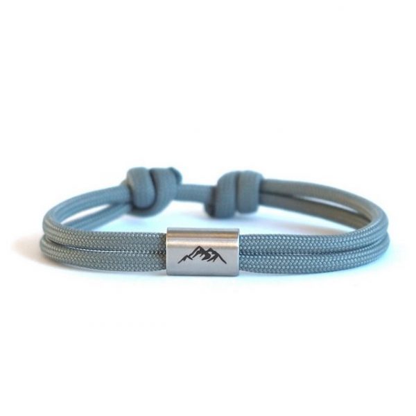 myGreta Armband mit Gravur "Berg Armband aus Segeltau, Bergsteiger, wandern" (Segeltau), Unisex, Edelstahl, wasserfest