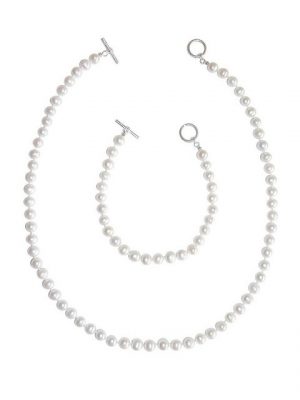 roba® Perlenketten-Set "- Verschluss Silber, Collier: 42 cm, Armband:17 cm, aus Süßwasser-Zuchtperlen"