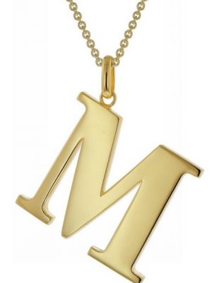 trendor Kette mit Anhänger "mit Großem Buchstaben M 925 Silber mit Goldauflage"