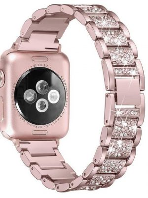 zggzerg Uhrenarmband "Band, Diamant Strass Edelstahl Metall Armband"Für Apple Watch Band 42 mm, 44 mm, 45mm, Serie 7, Serie 6, 5, 4, 3, 2, 1 SE, Bling Ersatzarmband, für iWatch"