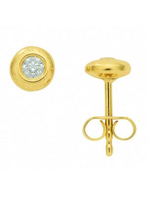 1 Paar 585 Gold Ohrringe / Ohrstecker mit Diamant / Brillant Ø 5,9 mm 1001 Diamonds Gold