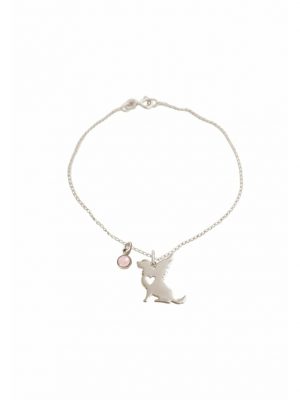 Armband Hund, Flügel und Rosenquarz Treuer Schutzengel für Herrchen, Frauchen GEMSHINE Silver coloured