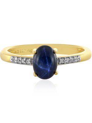Blauer Stern-Saphir-Silberring