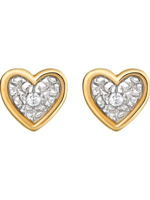 Damen-Ohrstecker 375er Gelbgold teilrhodiniert 2 Diamant CHRIST C-Collection Gelbgold