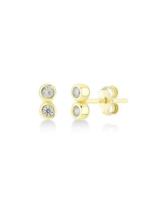 Kurshuni Ohrstecker - KR671-3-AU 925 Silber vergoldet, Zirkonia gold