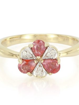 Nicht erhitzter Padparadscha-Saphir-Goldring