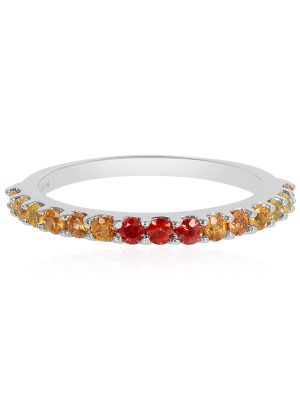 Oranger Saphir-Silberring