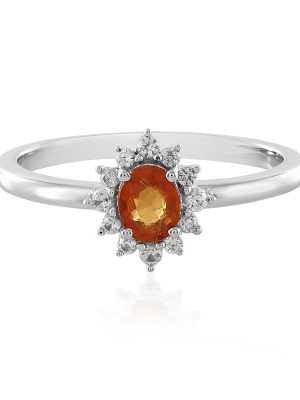 Padparadscha-Saphir-Silberring