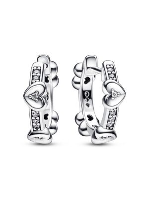 Pandora Creolen - Radiant Sparkling Hearts Hoop - 292498C01 925 Silber, Zirkonia silber