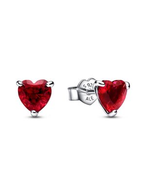 Pandora Ohrstecker - Red Heart - 292549C01 925 Silber, Zirkonia rot
