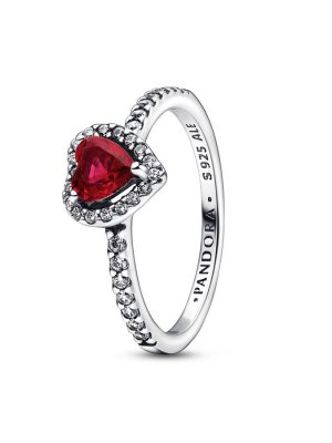 Pandora Ring - Sparkling Red Elevated Heart - 198421C02 925 Silber, Zirkonia rot