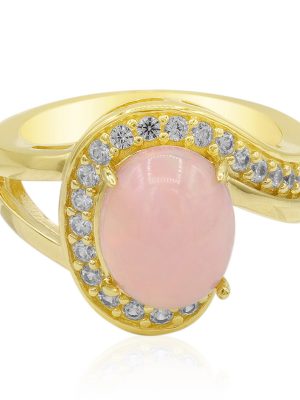 Pinkfarbener Opal-Silberring