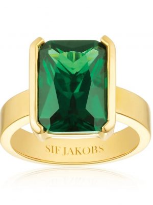 SIF Jakobs Ring - 56 925 Silber vergoldet grün