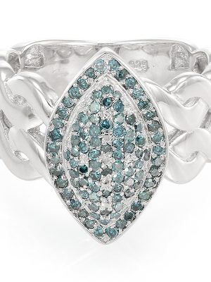 Blauer Diamant-Silberring