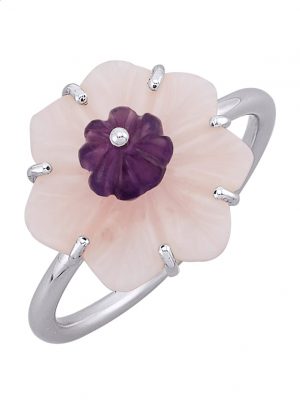 Damenring mit Amethyst und Pink Opal Silber