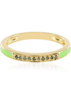Grüner I3 Diamant-Silberring