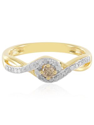I3 Champagner-Brillant-Silberring