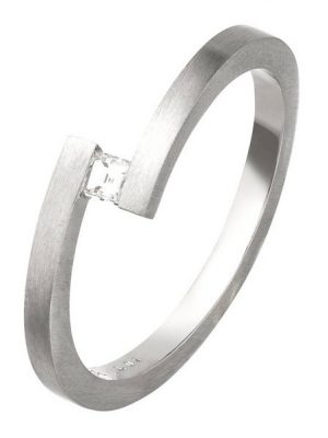 JOBO Fingerring, 950 Platin mit Diamant im Caree-Schliff