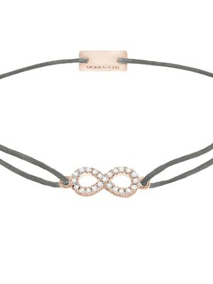 Momentoss Armband - 21203538 925 Silber vergoldet, Textil, Zirkonia grau