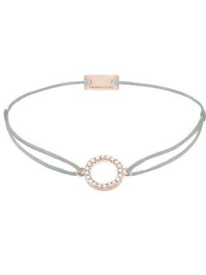 Momentoss Filo Armband - Kreis Rosé - 21203491 925 Silber vergoldet, Textil, Zirkonia grau