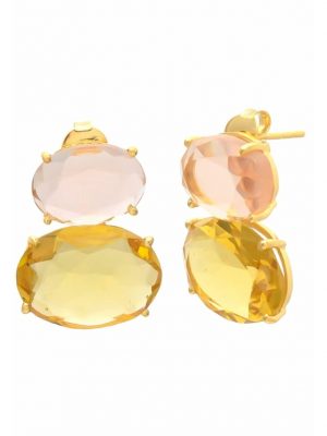 Ohrringe Rosenquarz und Citrin GEMSHINE Gold coloured