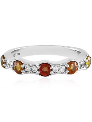 Oranger Saphir-Silberring