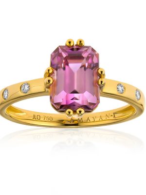 Pinkfarbener Diaspor-Goldring (AMAYANI)