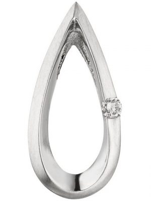 Schmuck Krone Kettenanhänger "Anhänger Halsschmuck Tropfen mit Diamant Brillant, 950 Platin, teilmattiert", Platin 950