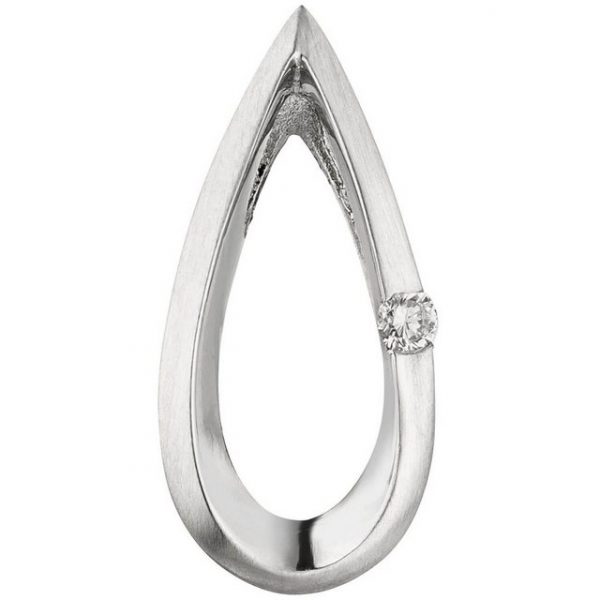 Schmuck Krone Kettenanhänger "Anhänger Halsschmuck Tropfen mit Diamant Brillant, 950 Platin, teilmattiert", Platin 950
