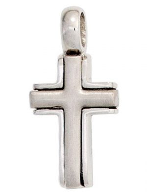 Schmuck Krone Kettenanhänger "Anhänger Kreuz im Kreuz 950 Platin teilmattiert Platinanhänger schlicht Damen", Platin 950