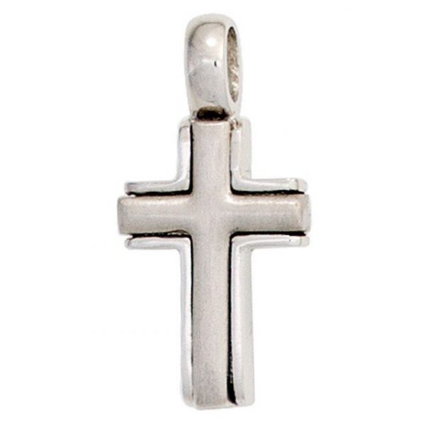 Schmuck Krone Kettenanhänger "Anhänger Kreuz im Kreuz 950 Platin teilmattiert Platinanhänger schlicht Damen", Platin 950