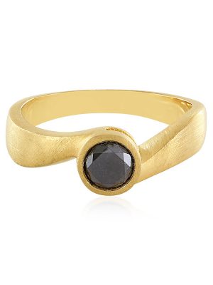 Schwarzer Brillant-Silberring
