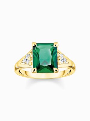 Thomas Sabo Ring - TR2362-971-6 925 Silber vergoldet, Zirkonia grün