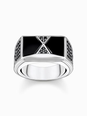 Thomas Sabo Ring - TR2430-508-11 925 Silber, Emaille schwarz