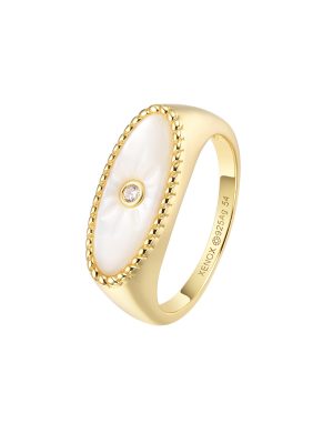 XENOX Ring - XS91436G/54 925 Silber vergoldet, Perlmutt, Zirkonia gold