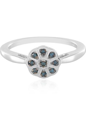 Blauer I2 Diamant-Silberring